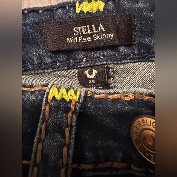 True Religion Stella Midrise Skinny Jeans Size 25 Blue Stretch Denim - Picture 6 of 6